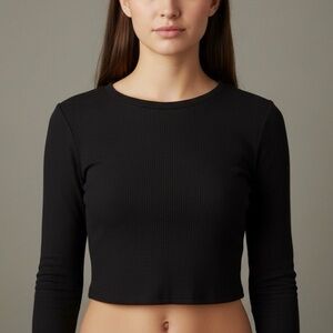 Olivia Rae New York Slim Fit Rib Crop Long Sleeve Top size M